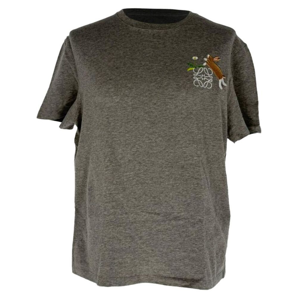 Loewe x Suna Fujita Graphic-Embroidered T-Shirt in Grey Cotton